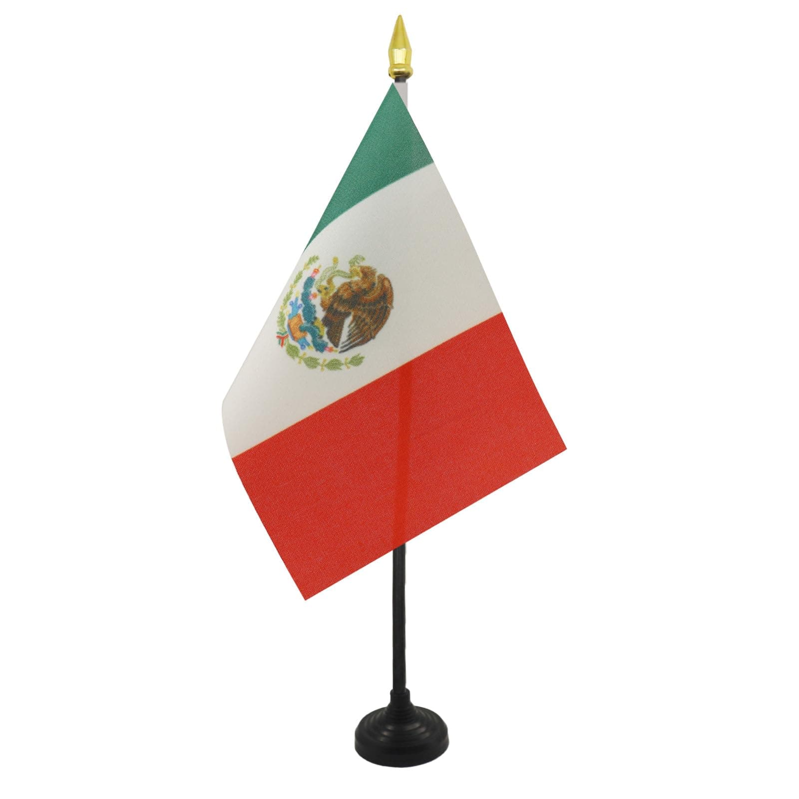 AZ FLAG - Mexico Table Flag 4'' x 6'' - Mexican Mini Desk Flag 100% Polyester 15 x 10 cm - Office Mini Banner with 10'' Pole - Golden Spear