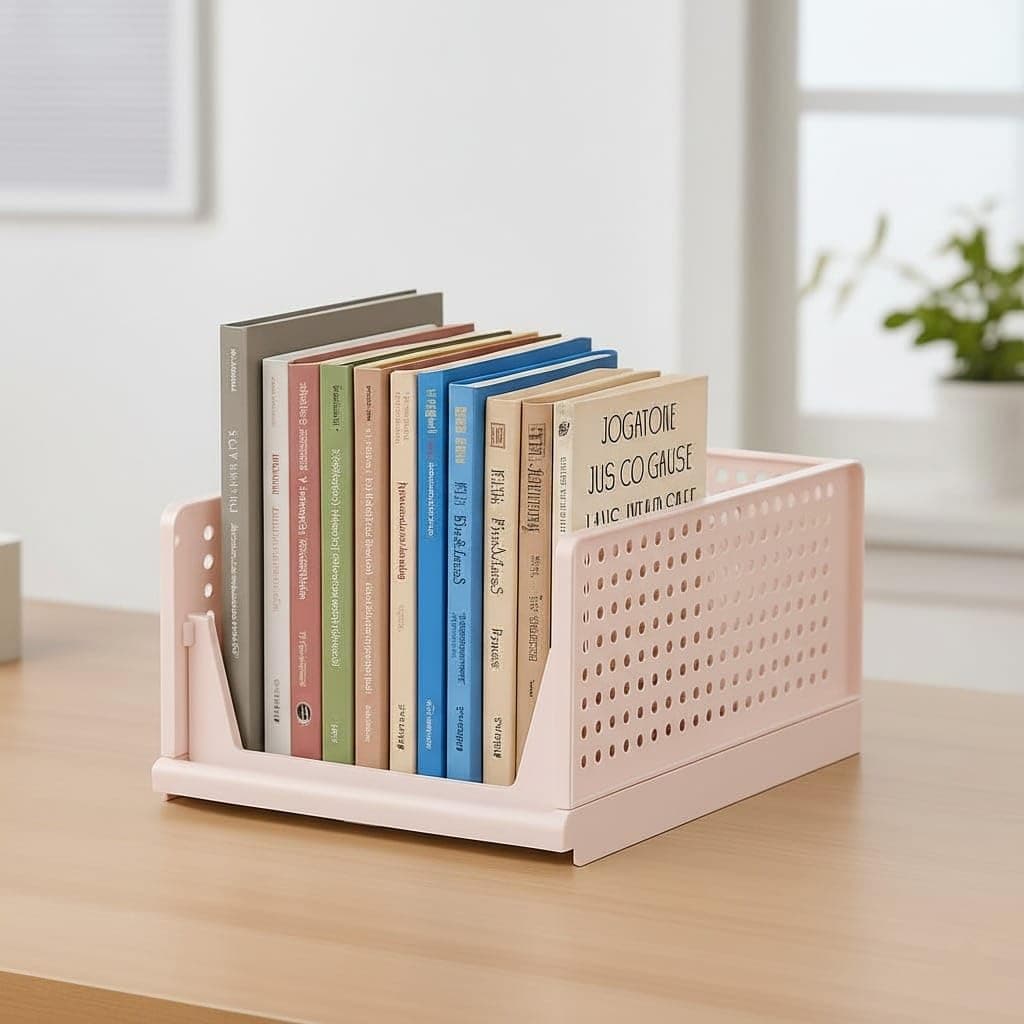 MECHDEL | Wardrobe Organizers For Clothes | Cupboard Organizer | Foldable Shirt Stacker Box | Cloth Box for Almirah | Closet Storage Basket |Plastic Stackable Closet Organizer (Dark Pastel Pink, 1PCS)