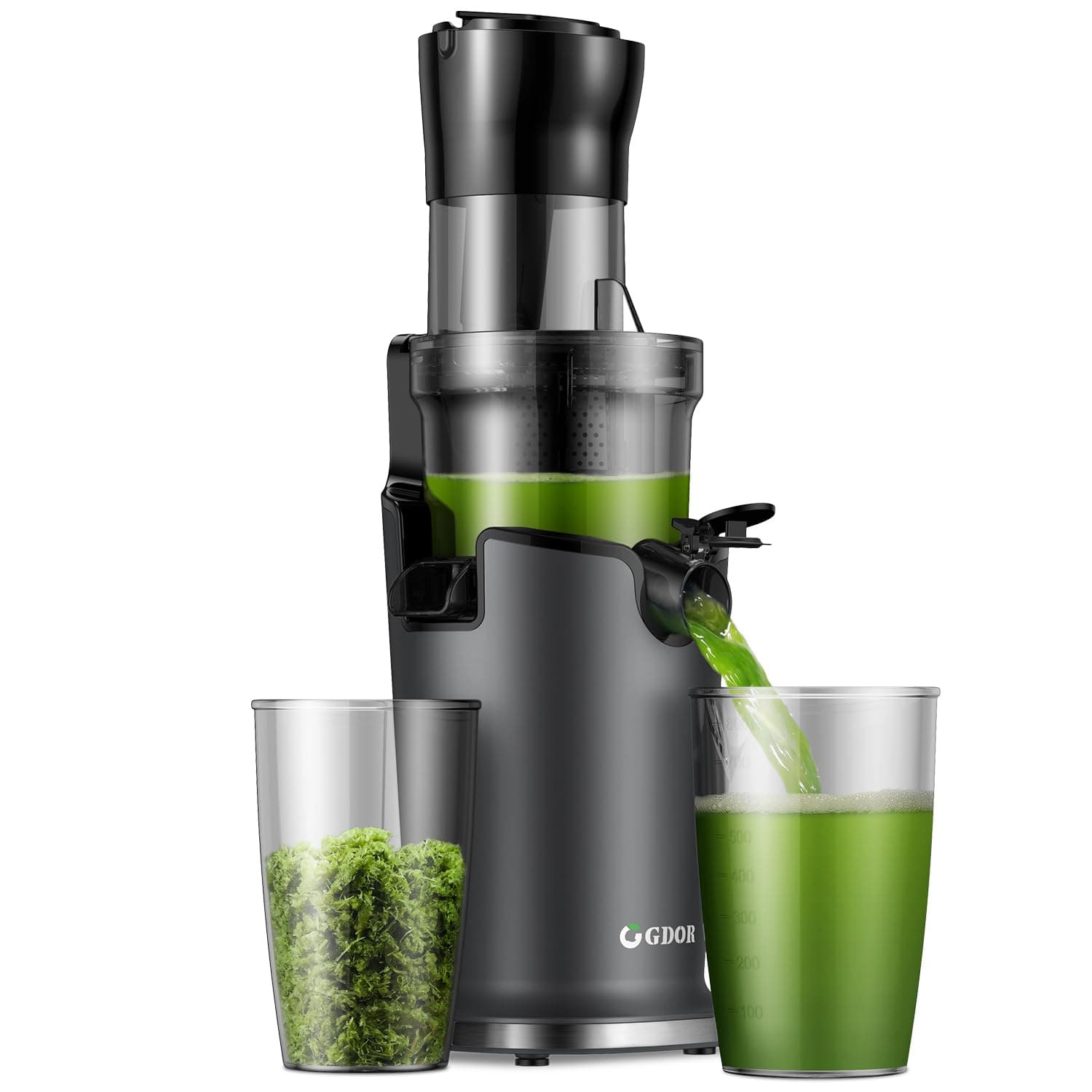 Juicer Machines for Whole Fruit and Vegetable, Wide Mouth 89MM Feeding Chute, Powerful Cold Press Juicer with Two-layer Filter, High Juice Yield, BPA-Free, Brush Included