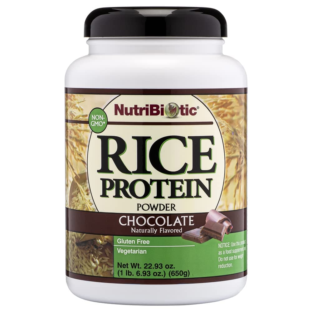NutriBiotic Chocolate Rice Protein, 1 lb. 6.9 oz | Low Carb, Vegetarian & Keto-Friendly Raw Protein Powder | Grown & Processed Without Chemicals, GMOs or Gluten | Easy to Digest & Nutrient-Rich