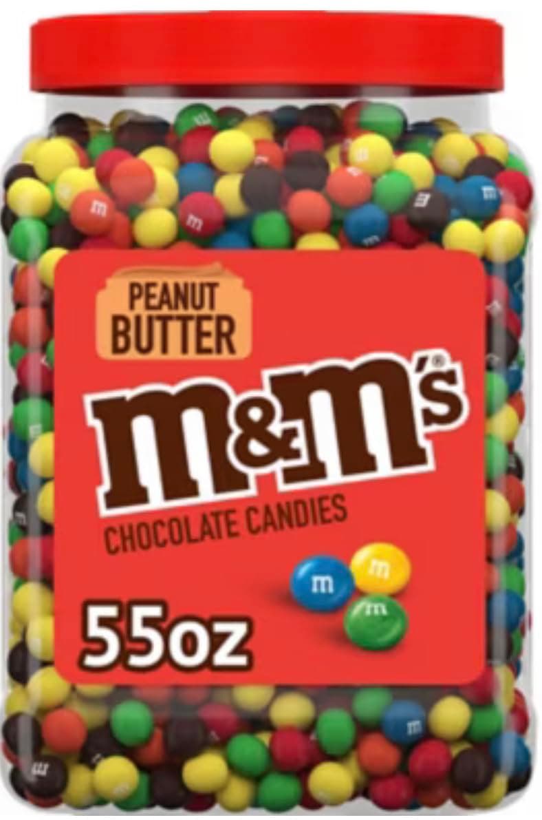 M&MS Bulk (M&MS Peanut Butter Milk Chocolate (1 Pack) Candy Jar | (55 oz) Chocolate candies for Valentines