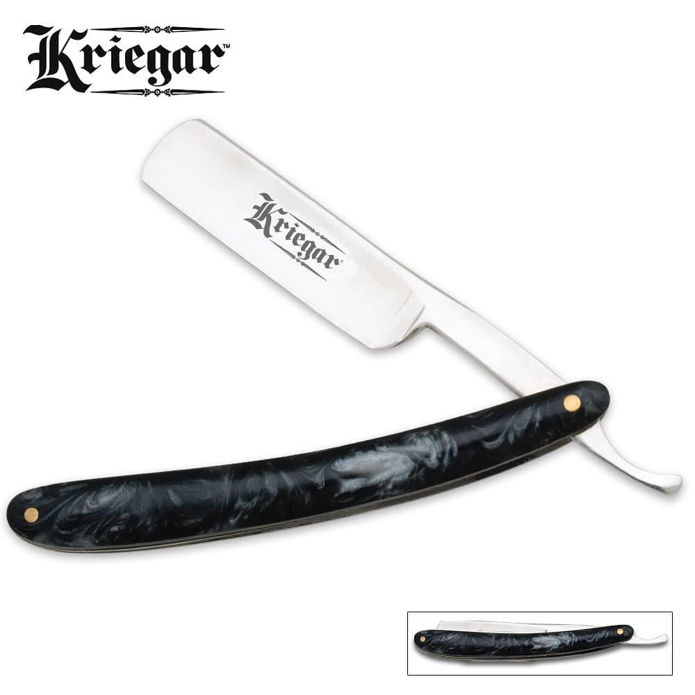 Kriegar Black Marble Razor Folding Knife