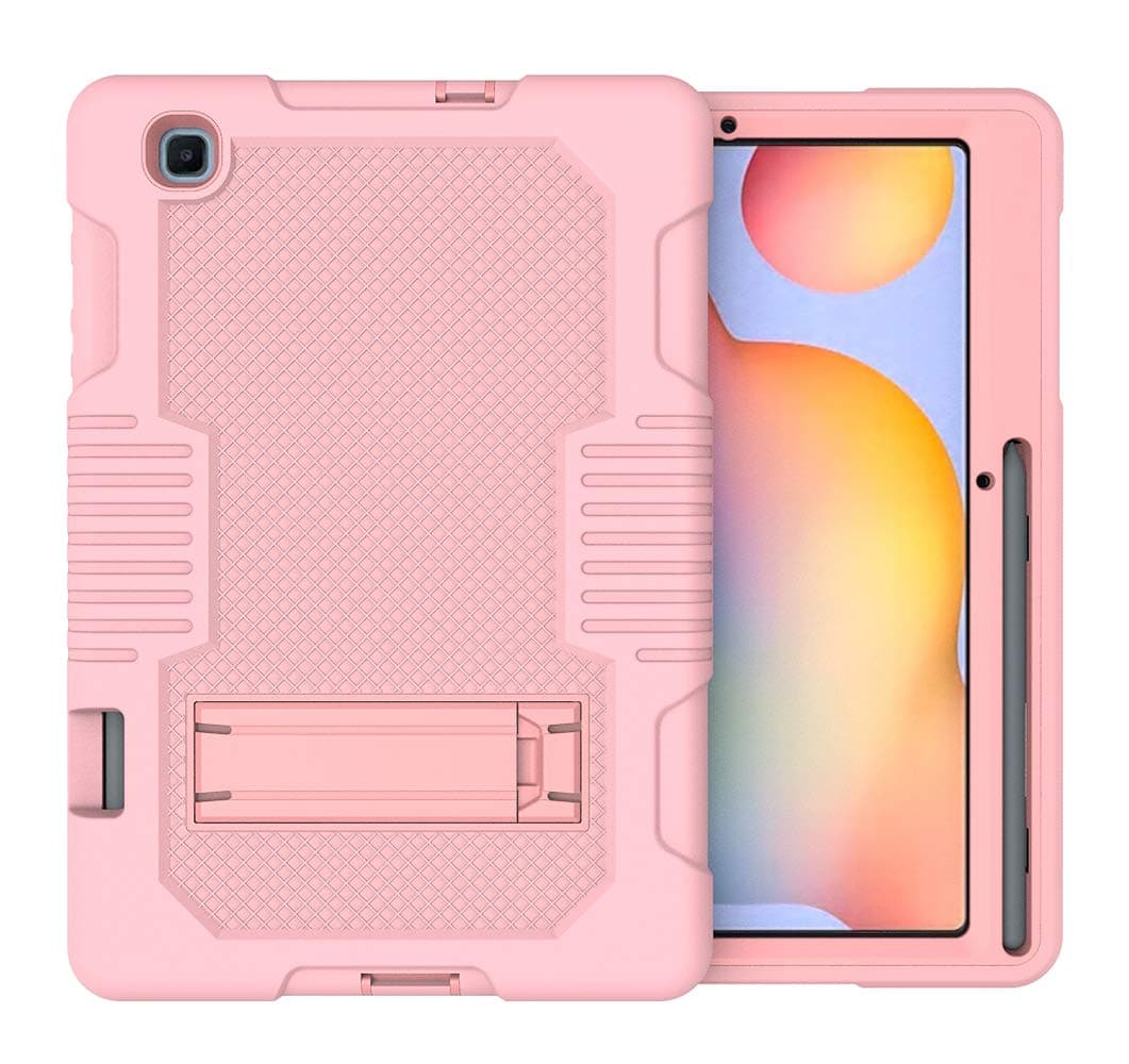 Case for Samsung Galaxy Tab S6 Lite, built with rigid three-layer support. Shockproof Rugged Protective Case for Samsung Galaxy Tab S6 Lite 10.4 Inch, Model: P615 / P610,rosegold