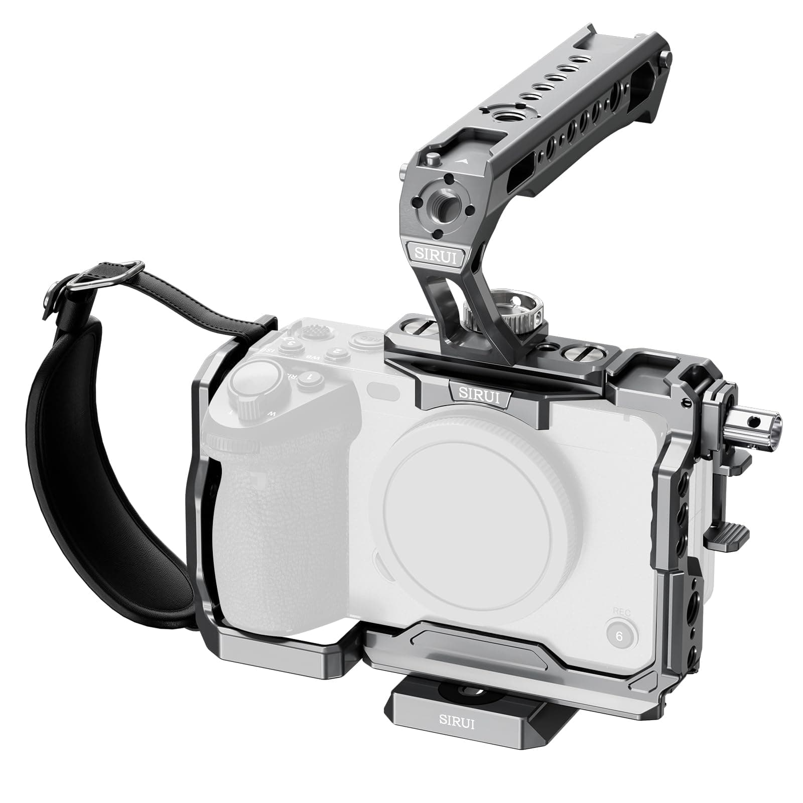 Camera Cage Kit for Sony FX 3 FX30 with Top Handle Wrist Strap Cable Clamp for HDMI NATO Rail, QR Plate for Arca-Swiss, Modular Design Compatible with Sony XLR Handle, Grey