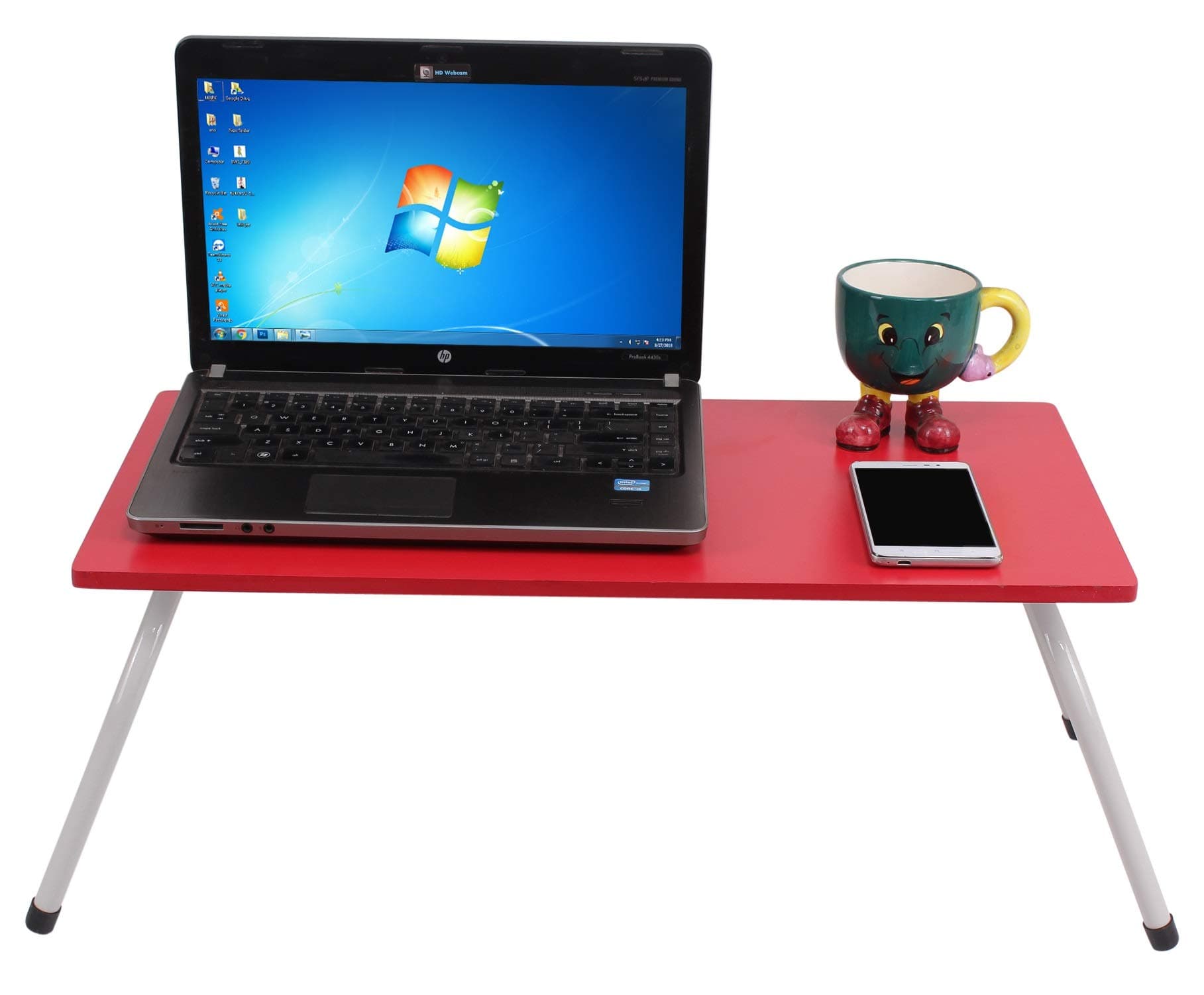 MAVERICK Multipurpose Portable Foldable (Made in India) Laptop with Fixed Top and Powder Coated Steel Legs with Enough Leg Space and Mouse Movement Area (Red, Steel/Red)