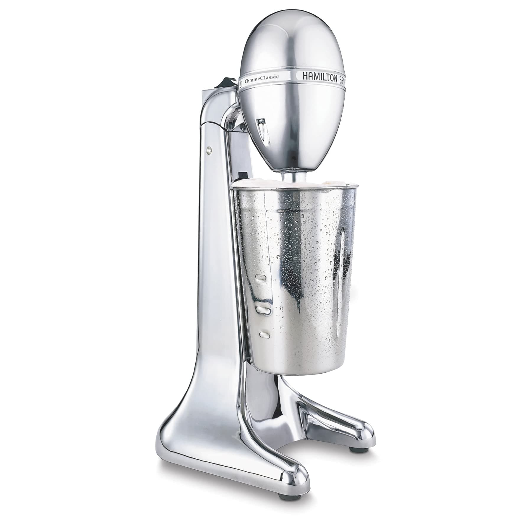 Hamilton Beach DrinkMaster Electric Drink Mixer, Retro Milkshake Maker & Milk Frother, 2 Speeds, Extra-Large 28 oz. Stainless Steel Cup, Classic Chrome