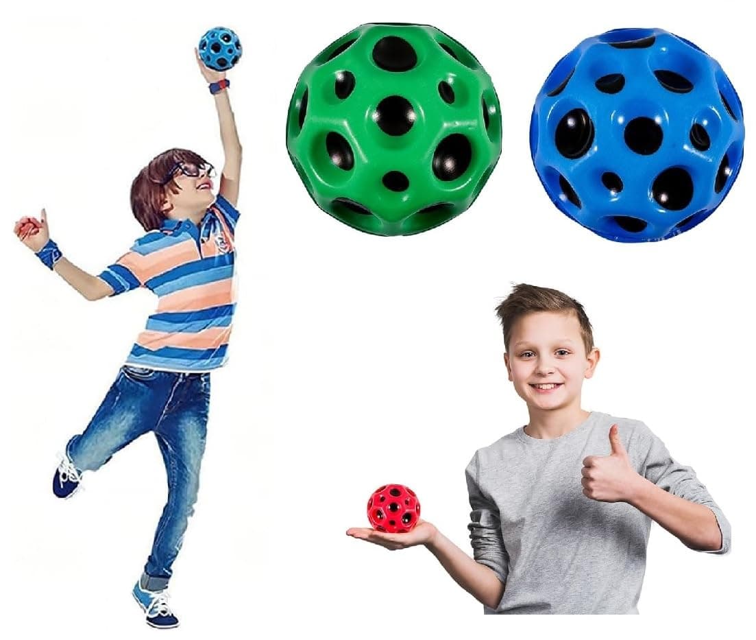 ZODZE 2 Pcs Moon Ball,Super High Bouncing Space Bounce Ball,Helps Improve Hand-Eye Coordination,Which Used by Athletes as a Sport Training Ball (Multicolor) (Pack of 2)
