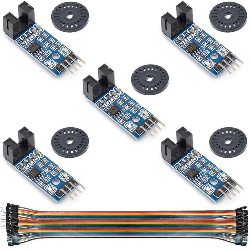 RIDEN 5Pcs Speed Measuring Sensor LM393 Speed Measuring Module Tacho Sensor Slot Type IR Optocoupler for MCU RPI Arduino DIY Kit with Encoders