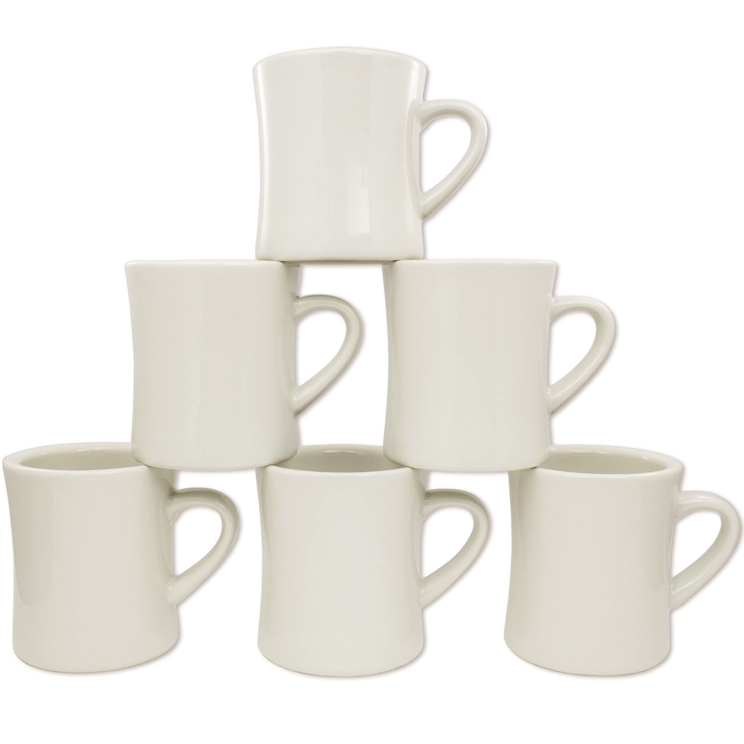COLETTI Diner Coffee Mugs — Restaurant Coffee Mugs, Retro Coffee Mug – Sturdy & Heavy Diner Mug – Nostalgia in Every Sip [Cream, 11 oz, Set of 6]