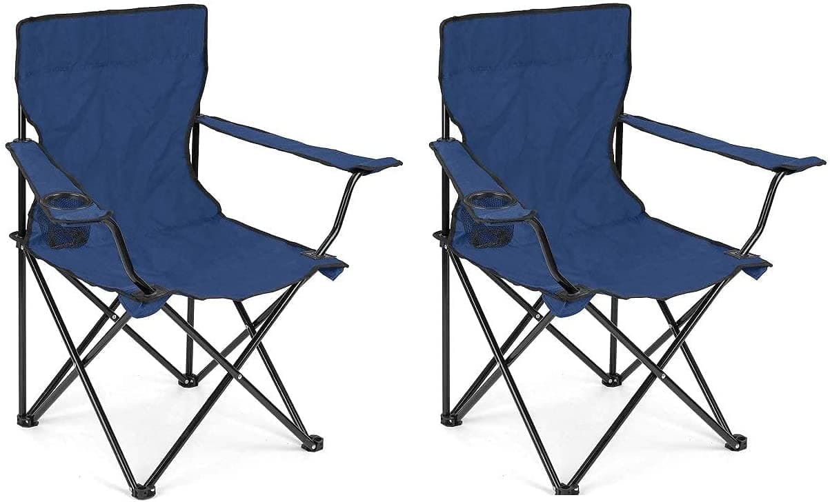 ECVV (2 Pcs) Portable Folding Beach Chair Multi-Purpose Camping Chair for Adult, Lightweight Patio Lawn Quad Chair for Outdoor Travel Picnic Hiking Supports110kgs Load With Carry Bag |Random Color|