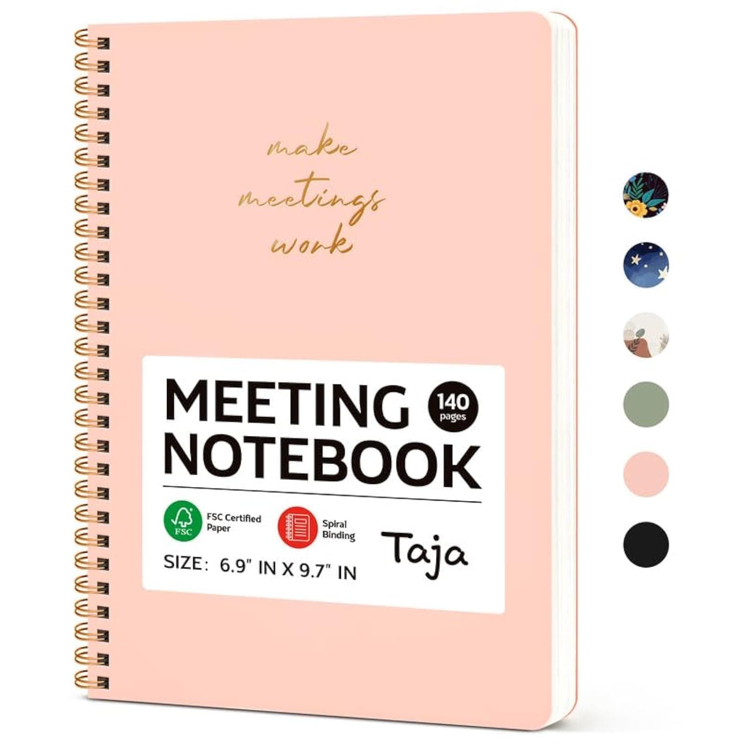 Meeting Notebook for Work Organization - Work notebook with action items, Meeting Minutes Planner Notebook, Perfect Office Supplies for Men & Women - Pink