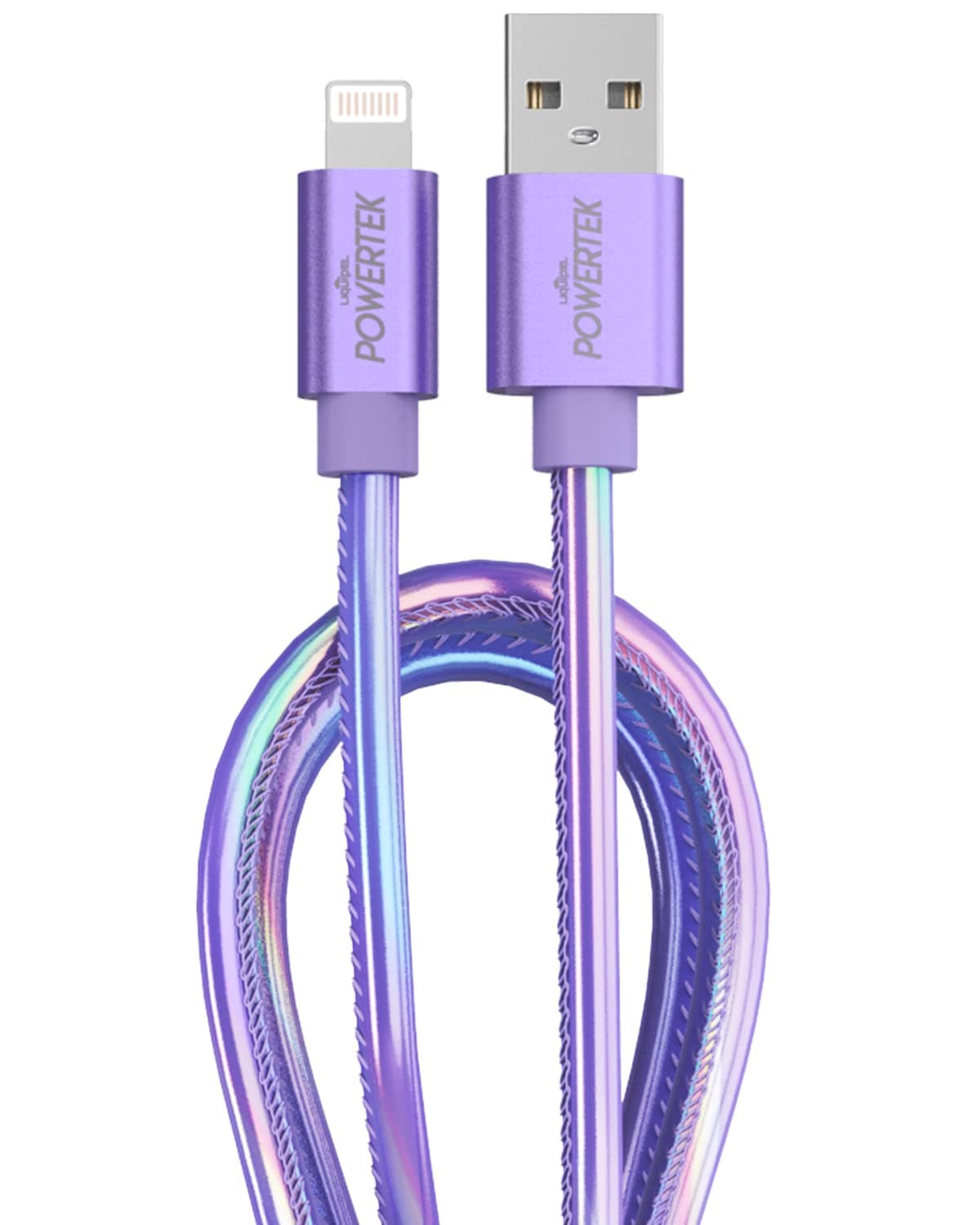 LIQUIPELPowertek iPhone Charger Cable, 6 ft Fast Charging Lightning to USB Cord Adapter, Compatible for iPad, MFI Certified, Metallic Shine (Purple)