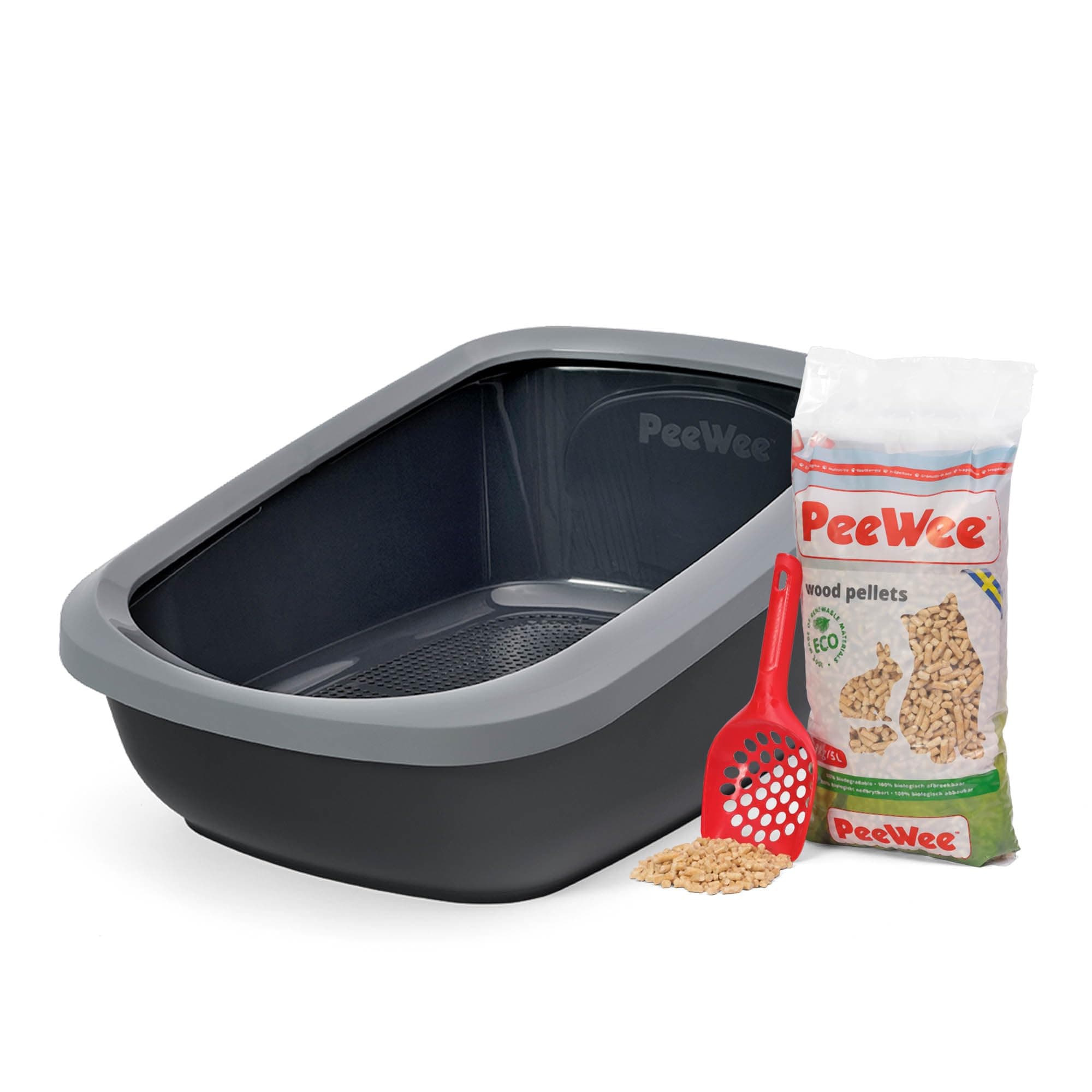 PeeWee EcoGranda Litter Tray - Starter Pack - Anthracite/Grey