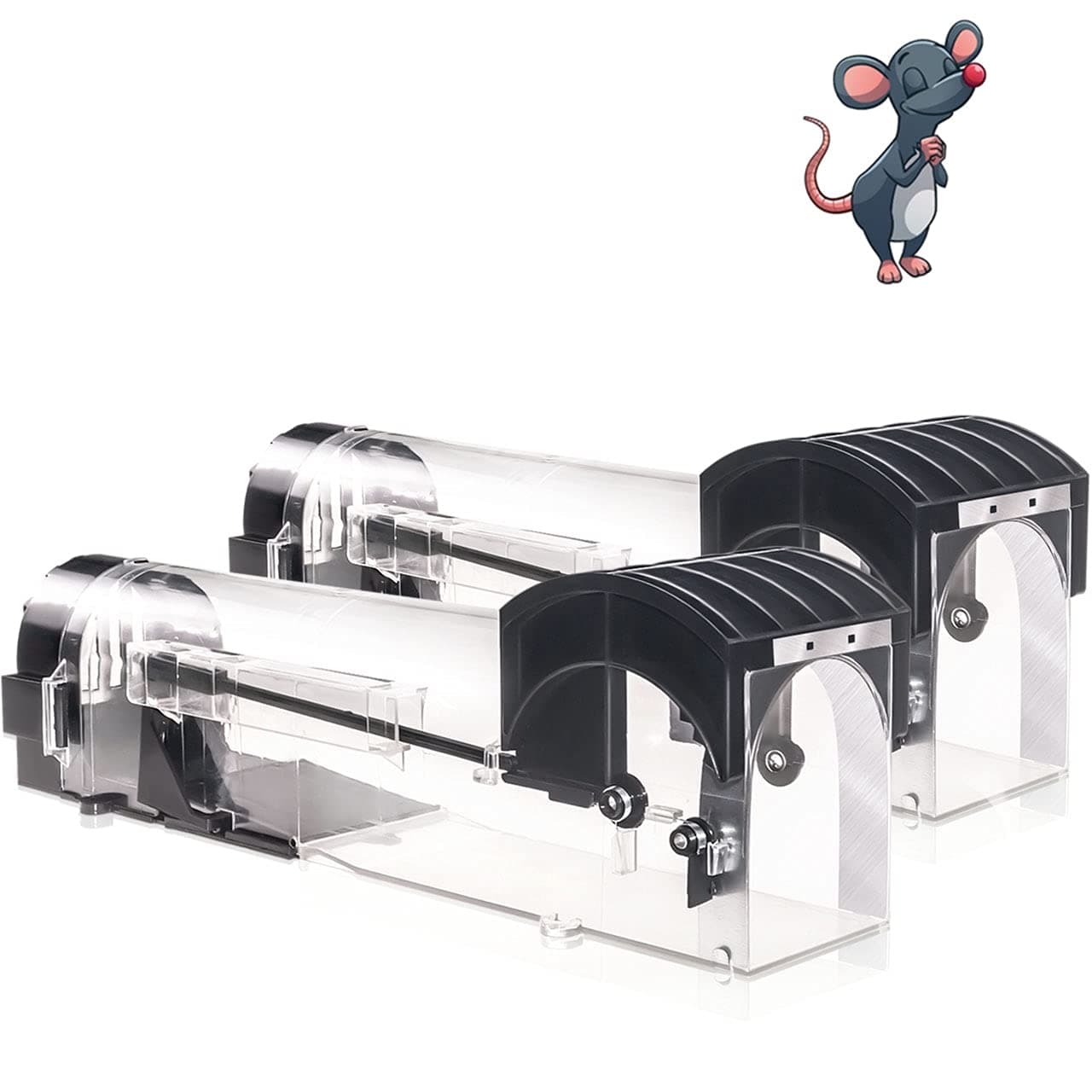 iiwey Humane Mouse Traps, Enlarged No Kill Rat Trap, Reusable Catch and Release Mice Traps, Pet and Children Friendly Mouse Trap That Work (2 Pack) (12 inches)