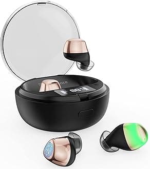 Hearing Aids for Seniors Rechargeable with Noise Canceling, 16-Channel Digital Hearing Amplifiers for Adults ITE, Auto On/Off, In-Ear Detection, Touch Control w/Charging Case Gold