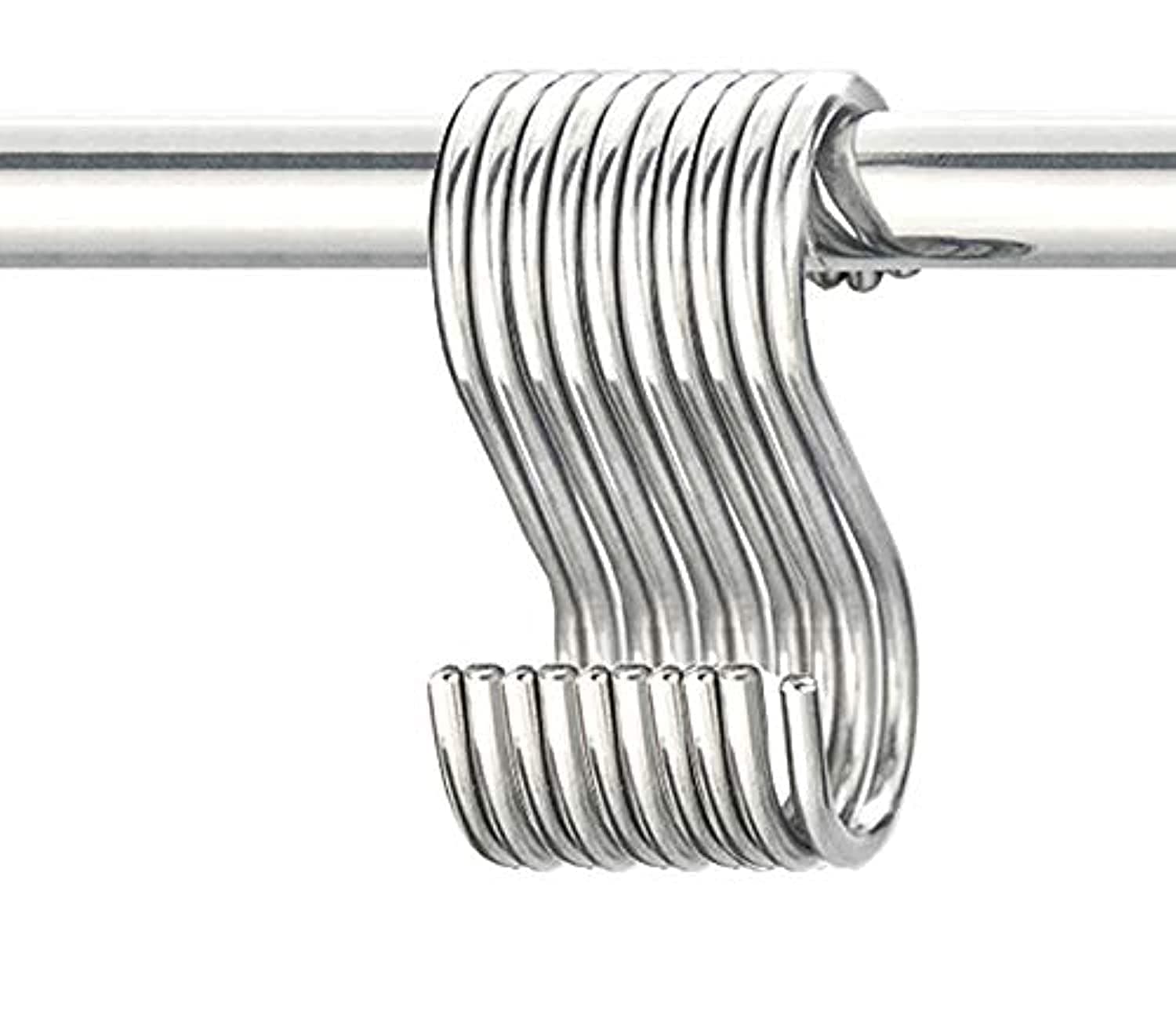 Best-encounter 10 Pack S Hooks Heavy Duty Hanging Hooks 304 Stainless Steel S Shaped Metal Kitchen Pot Pan Hangers Rack Hooks