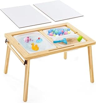 Kids Sensory Table - Varnish Surface with 7 Sand Toys, Toddler Activity Play Sand Table, Storage Bins, Gifts for Boys and Girls (Outdoor)