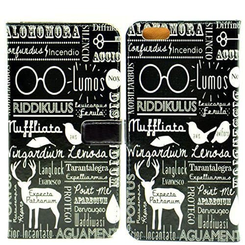 Magic Spells Alohomora Quotes Pattern Leather Wallet Card Flip Stand Case Cover For Apple iphone 6 Plus,6S Plus 5.5inch