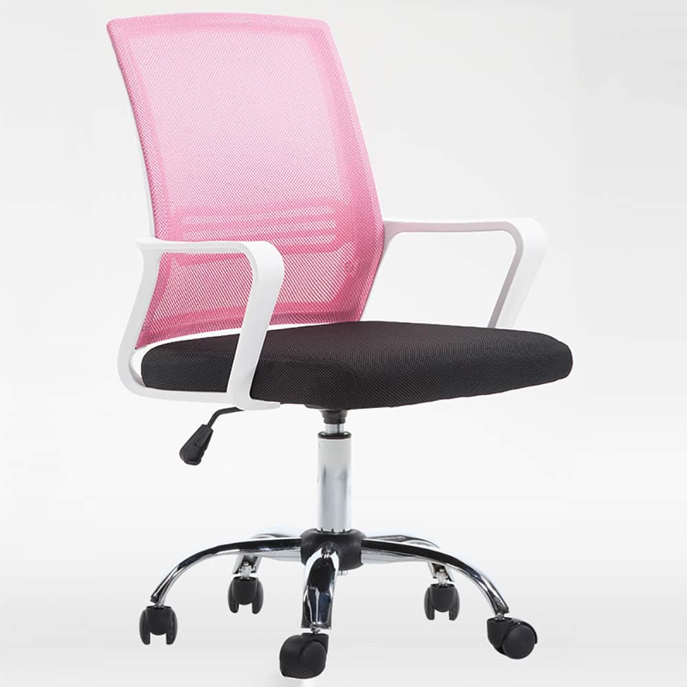 WCURT, work office conference room computer study counter game lift chair stool, height adjustable 360° swivel chair ergonomic chair, black-pink