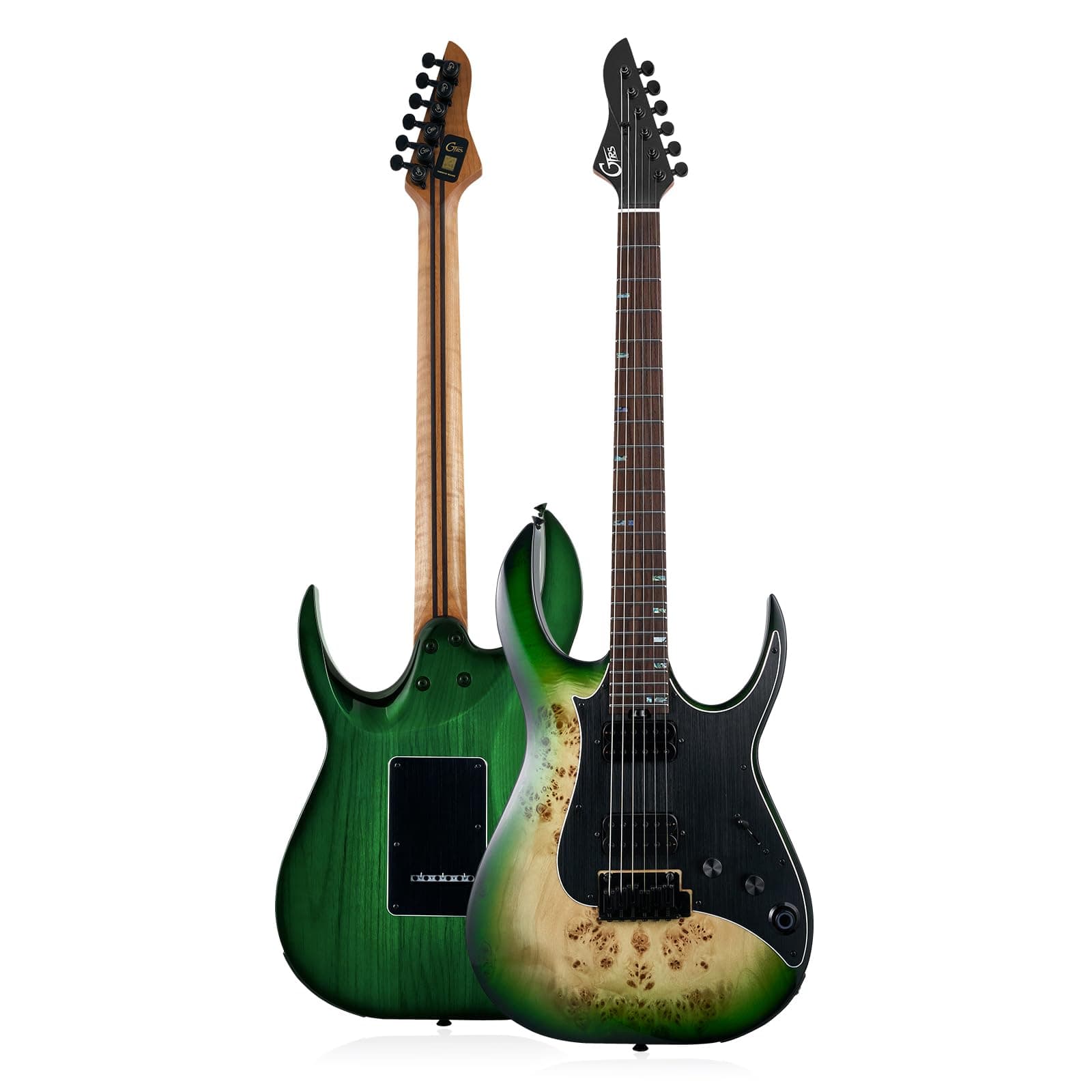 GTRS M810 Smart Electric Guitar with Effect Intelligent System, Practice Guitar Kit Humbucking Pickups, 2 Point Bridge Right Hand for Beginner, Performance, Green Burst