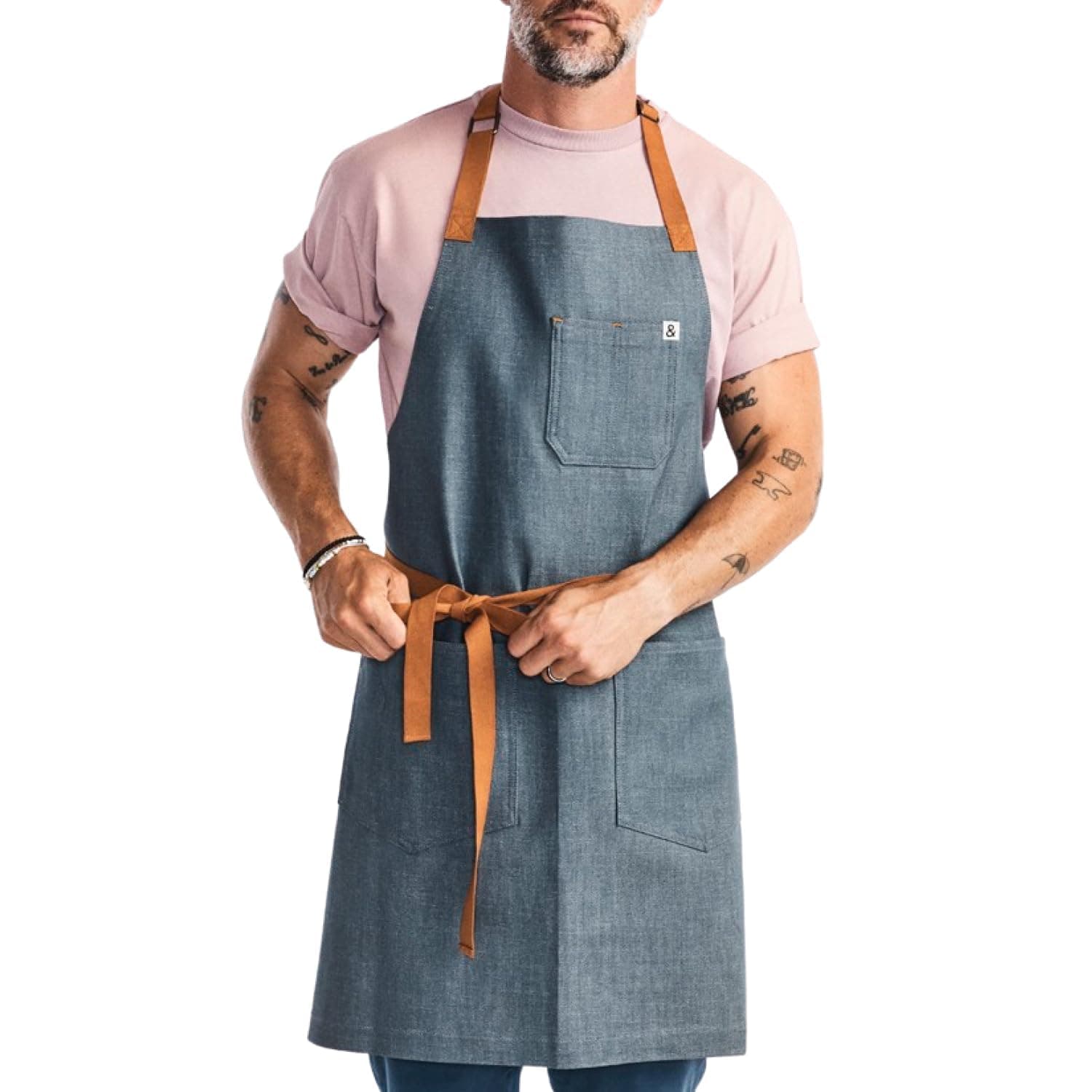 - hedley & bennett Essential Apron - Heavy-Duty Denim Kitchen Apron with Pockets & Towel Loop - Professional Chef Workwear for Cooking & Grilling - Cedar