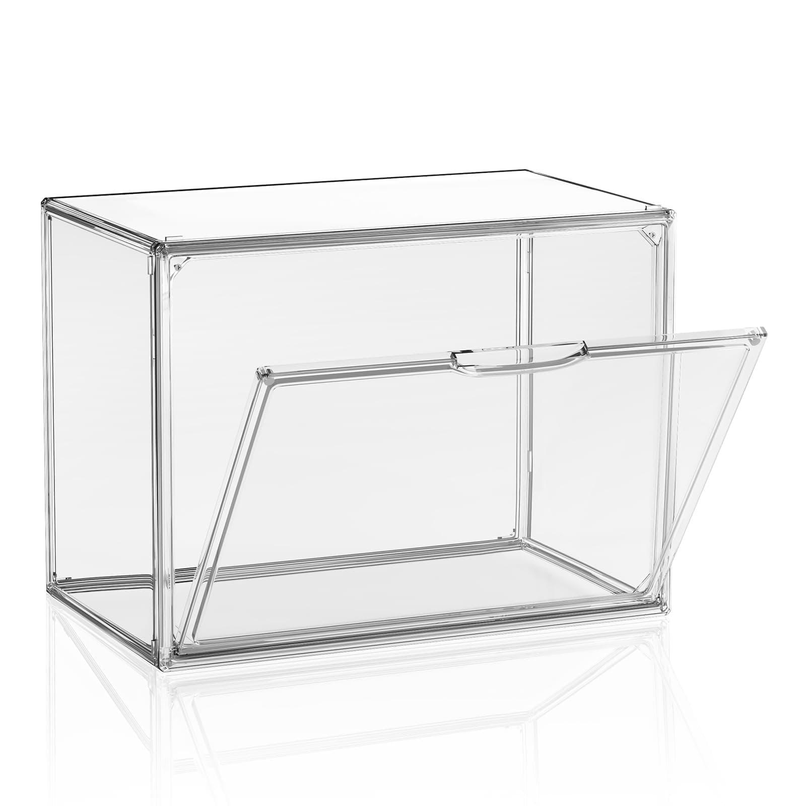 Purse Organizer for Closet, Handbag Storage Organizer Stackable Display Box with Magnetic Door, Acrylic Display Case for Collectibles, Closet Storage Bins for Figures, Wallet, Dolls, 1 Pack