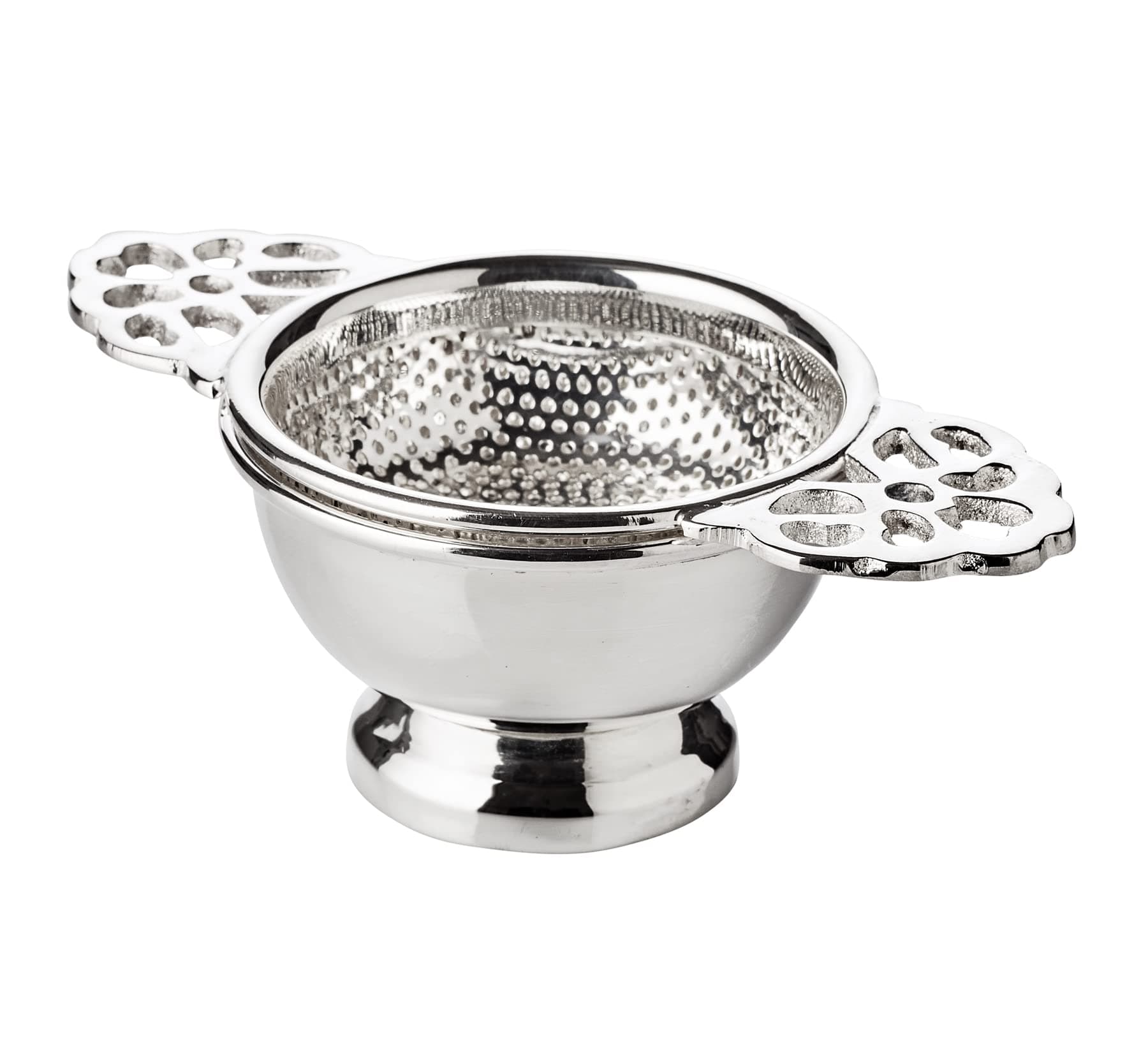 EDZARD Tea Strainer/Filter Assam, with Holder, Heavy Silver Plated, ø 2.5 in