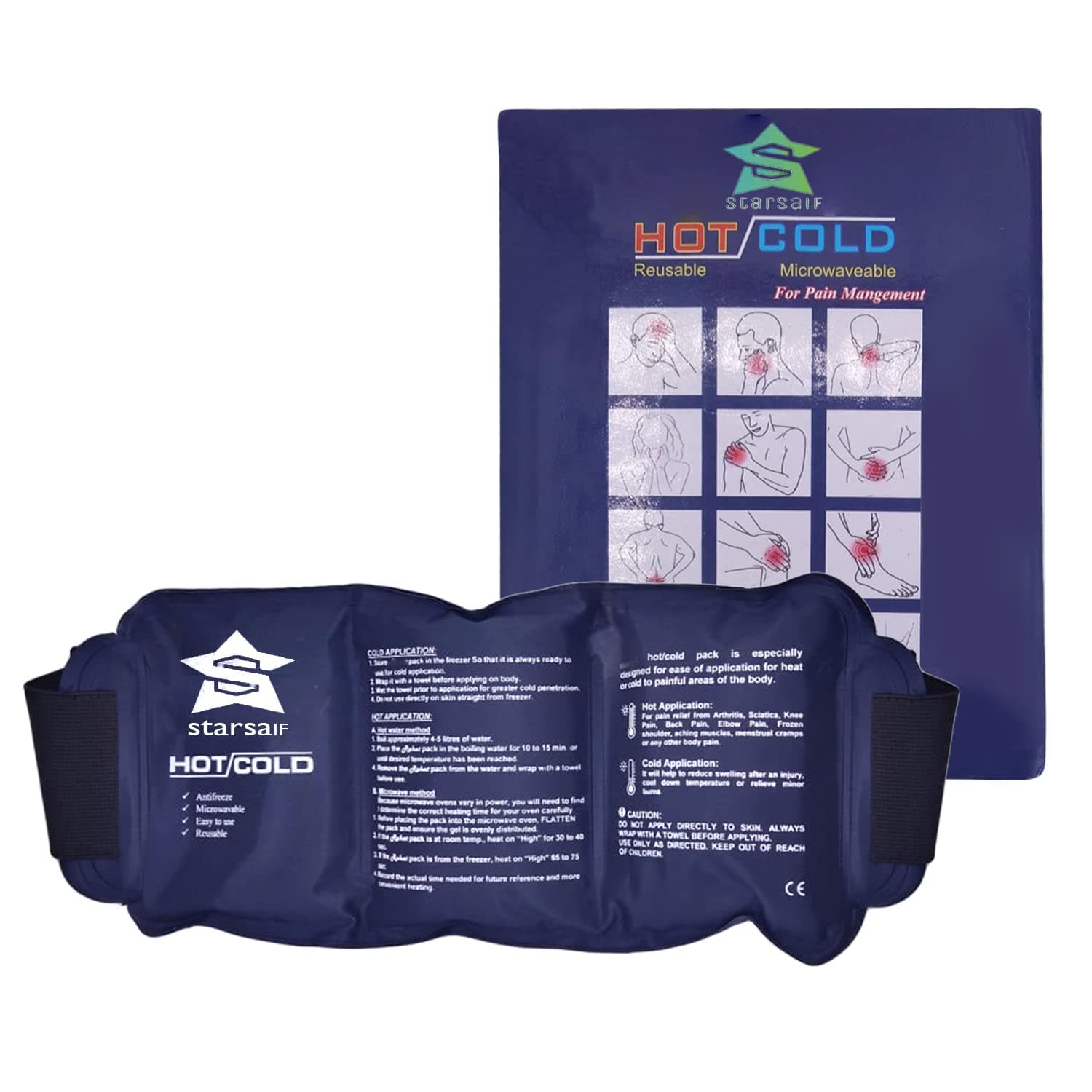 Ice pack bag for pain relief - Strap ice pack for shoulder pain & Big for knee ankle & back - Ice pack gel or hot packs - Dual Hot cold gel pack for pain relief