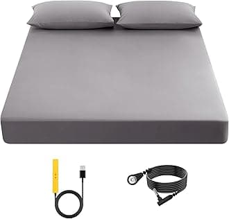 Grounding Fitted Sheets 90% Organic Cotton+10% Pure Silver Fiber, Grounded Sheets with Grounding Cord, Bed Grounding Kit for Healthy Sleep Therapy (Gray,Full(75.2 * 54.1 * 15inch))