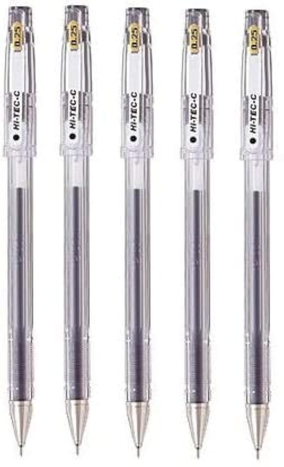 Pilot Hi-Tec-C 025 Gel Ink Pen, Hyper Fine Point 0.25mm, Black Ink, LH-20C25, Value Set of 5