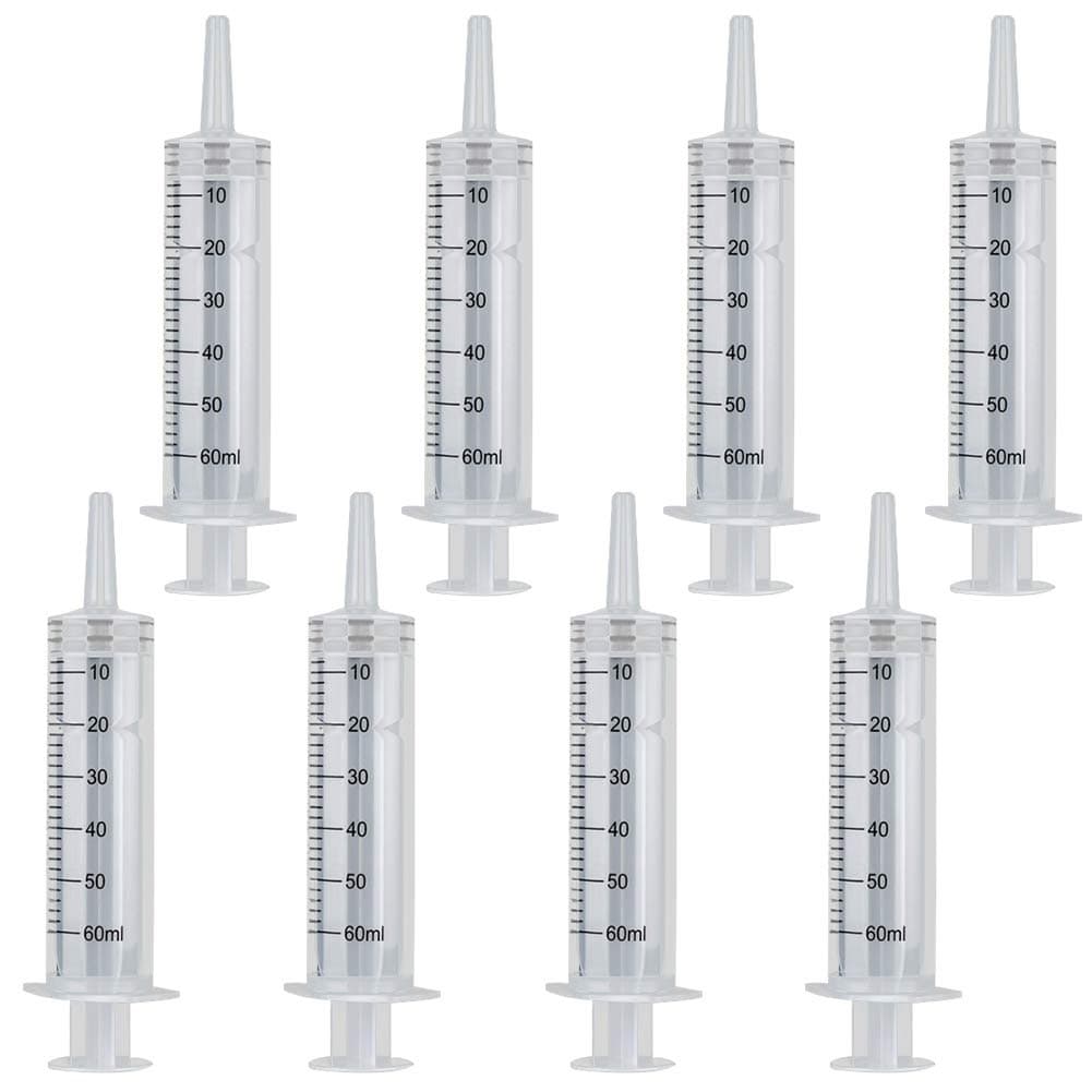 8 Pcs Plastic Syringes，60ml Plastic Syringe with No Needle colostrum syringe for Scientific Labs and Dispensing Multiple Uses Measuring Syringe Tools, Animal Feeding, Plant Watering,Refilling