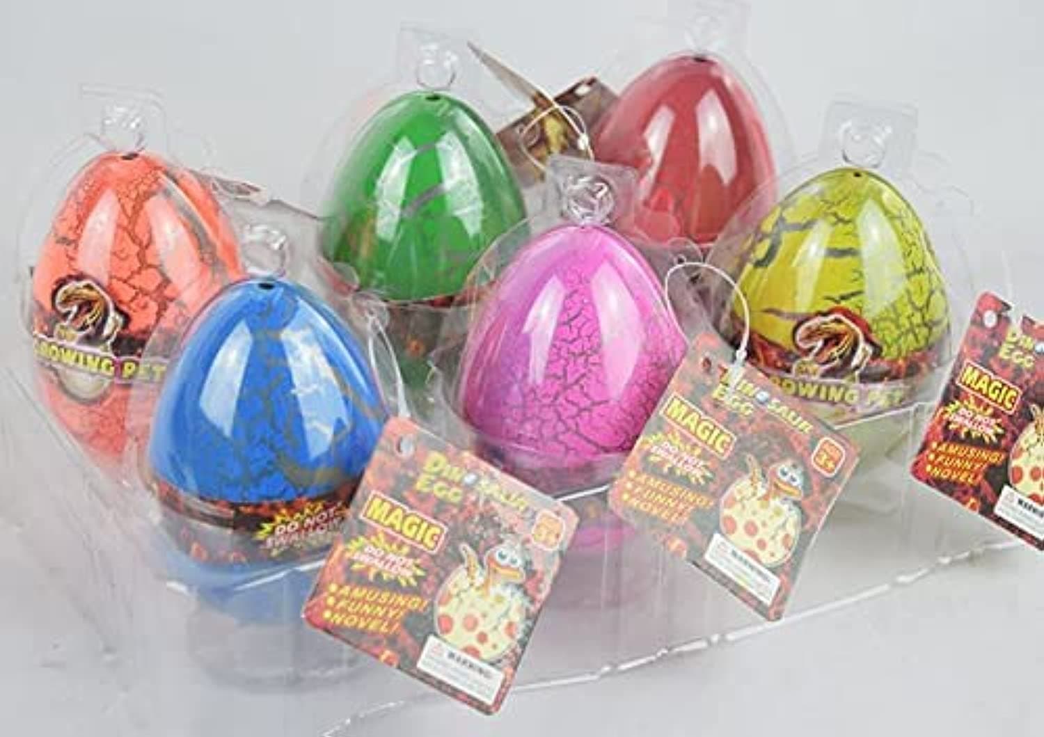 6 Pieces Magic Dinosaur Eggs – Growing Pet Toy Dinosaur Eggs, Grow and Hatch in Water- Perfect Dinosaur Eggs for Boys and Girls(Multi-Color) (Large)