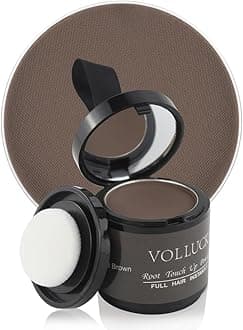 VOLLUCK Root Touch up Powder, Instant Hairline Powder for Thinning Areas and Gray Hair Coverage, Natural and Non-greasy Root Cover up for Women and Men (Medium Brown, 0.35 Ounce)