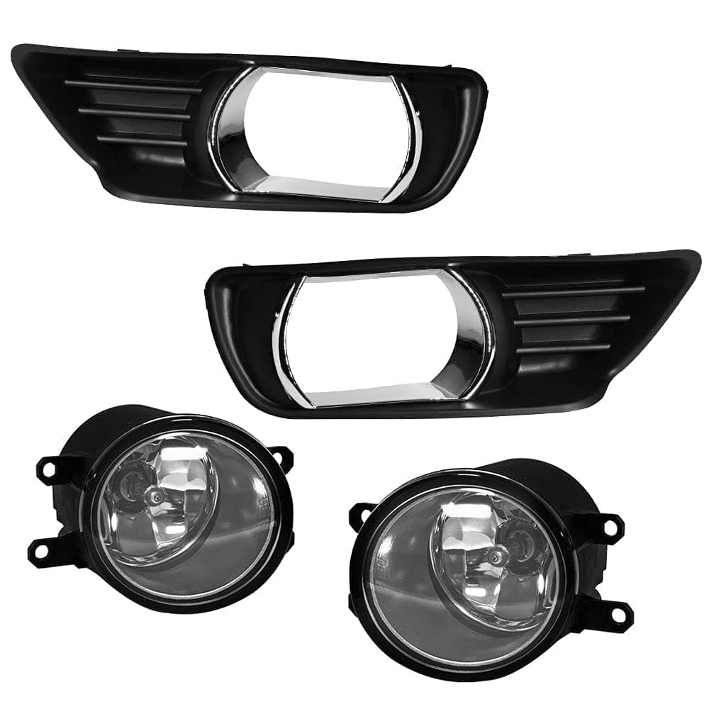 TOPSCOPE Fog Lights Assembly Replacement Compatible with 2007 2008 2009 Toyota Camry Fog Lamps With H11 12V 55W Halogen Bulbs and Switch Wirning Harness Clear Lens