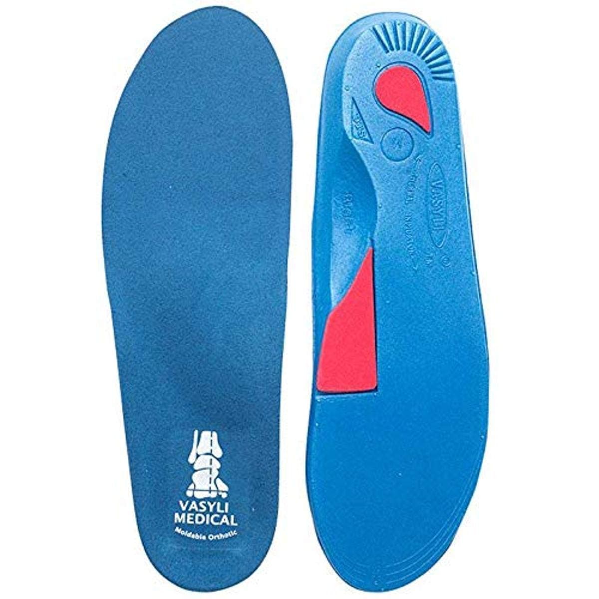 Custom Full Length Insoles, Blue, Medium, Heel Grid Reduces Slippage, Medium Density, Biomechanical Control, Effective Pain Relief, Treats Pronation, Built-In Rearfoot Varus Angle