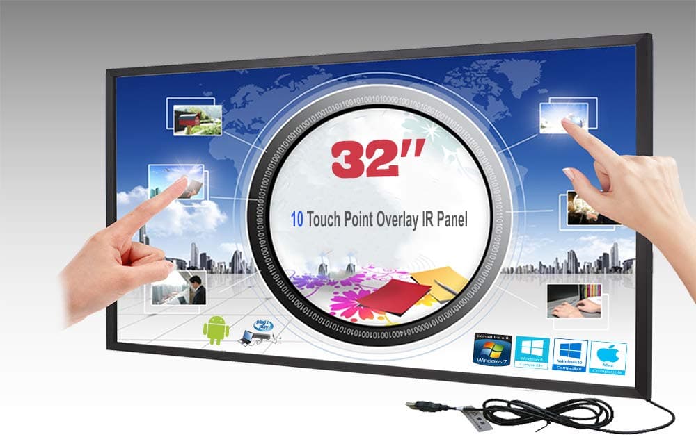 LCD/LED 10 Touch IR Overlay Touch Screen Frame Panel Interactive 32" 16:9 - No Glass
