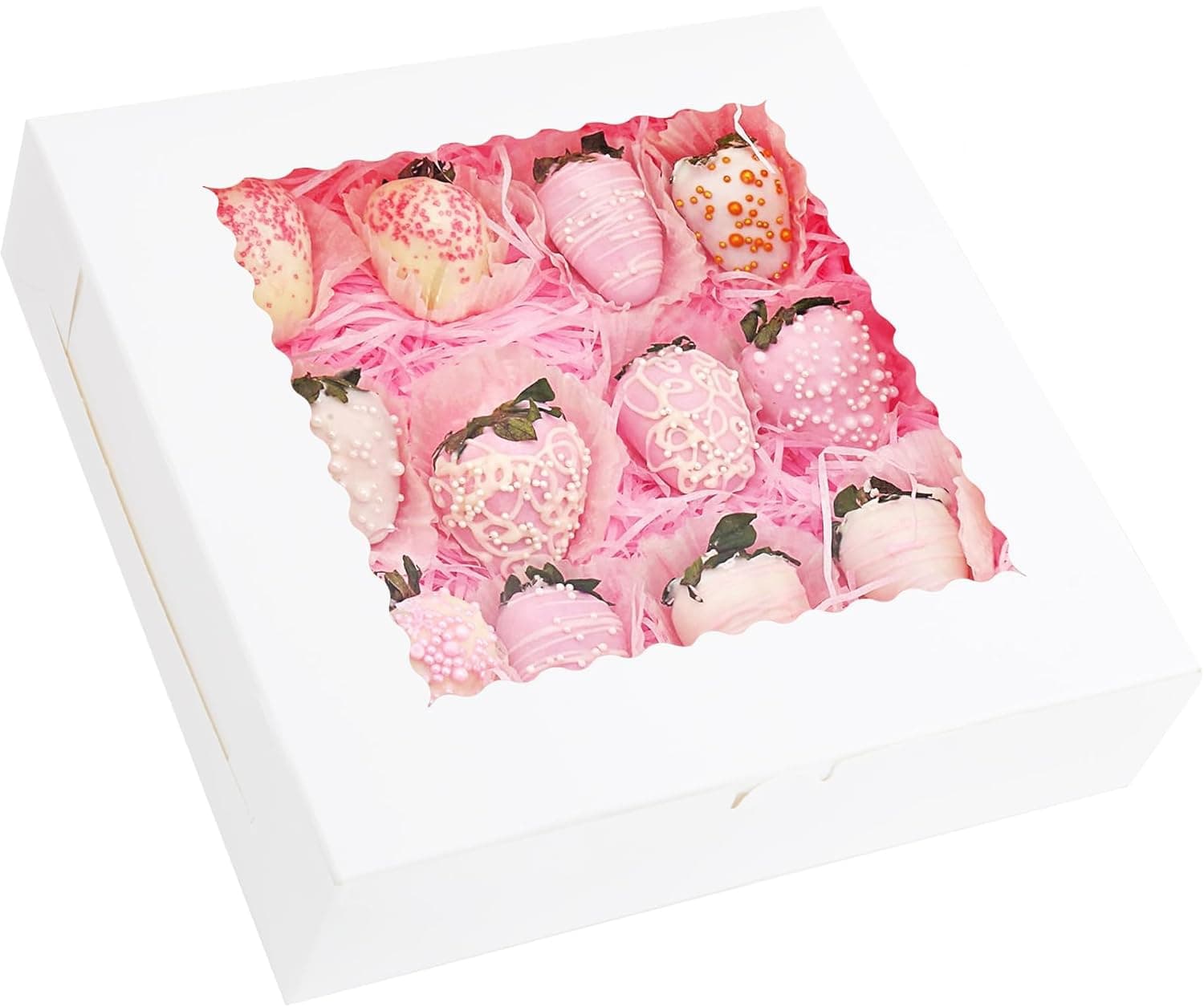 Yeplan 10 Pcs Pie Boxes,10x10x2.5 inches Bakery Boxes with Window,Cookie Boxes for Pie,Donuts,Chocolate,Dessert,Pastry,Muffins