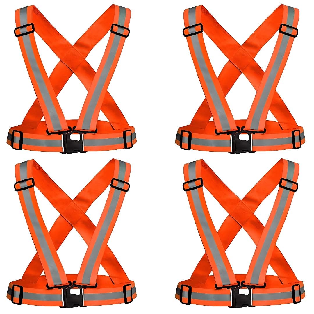 WISHPOOL High Visibility Protective Safety Reflective Vest Belt Jacket Construction, Traffic, Night Cycling Reflector Cross Stripes Adjustable Belt