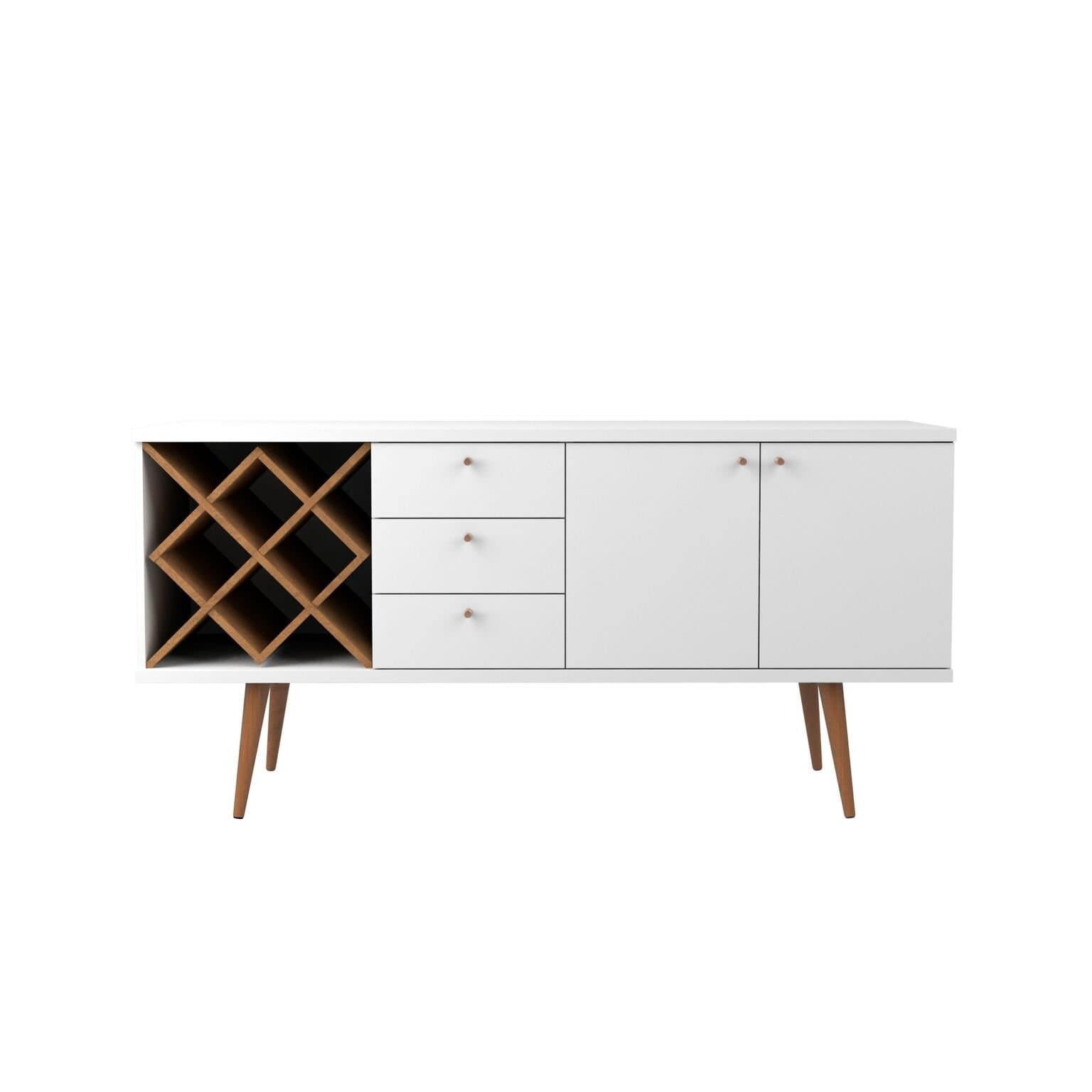 Manhattan ComfortUtopia Sideboard Buffet Stand, White Gloss and Maple Cream