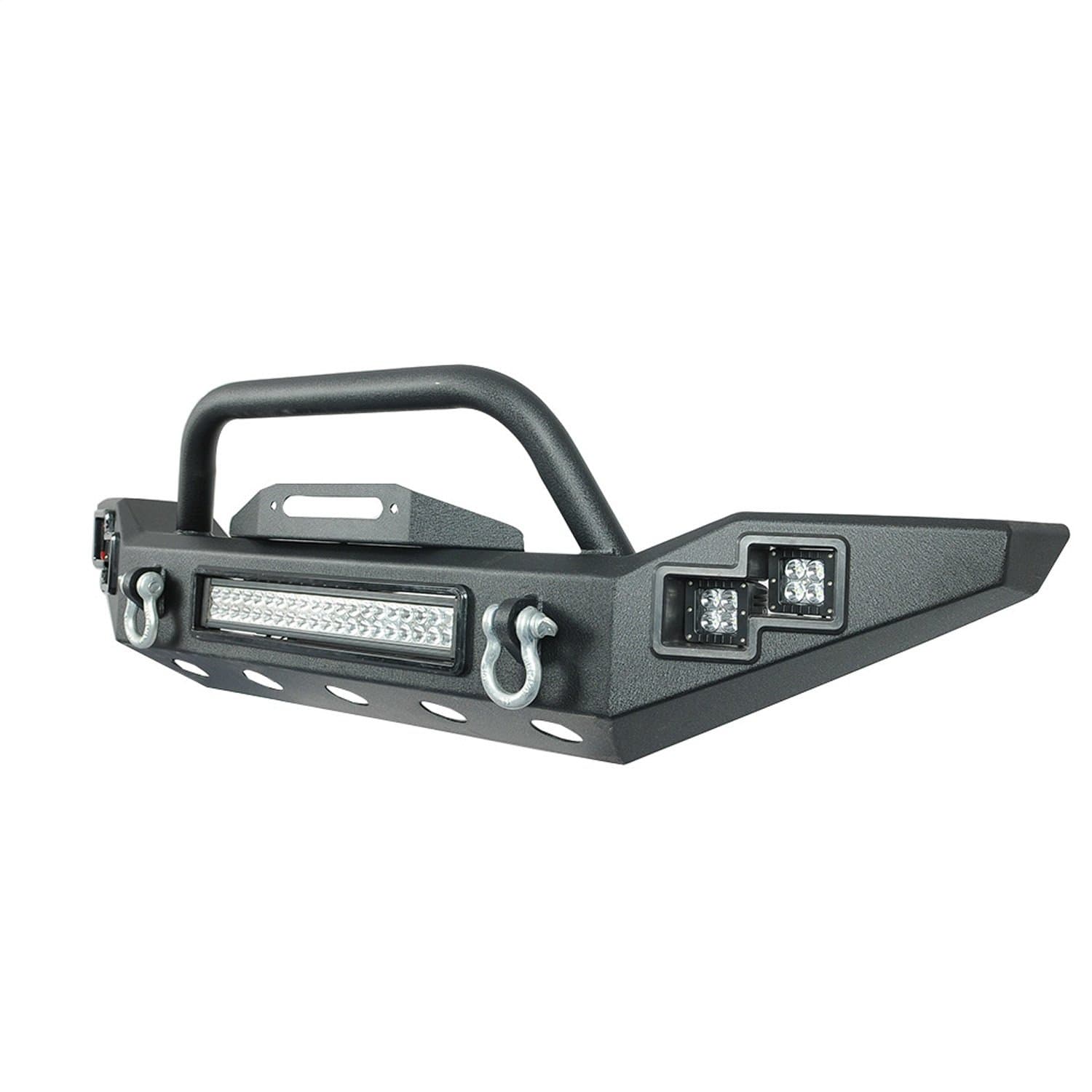 Paramount Restyling 51-0370 Black Front Full-Width Bumper with LED Fits Jeep Wrangler JK