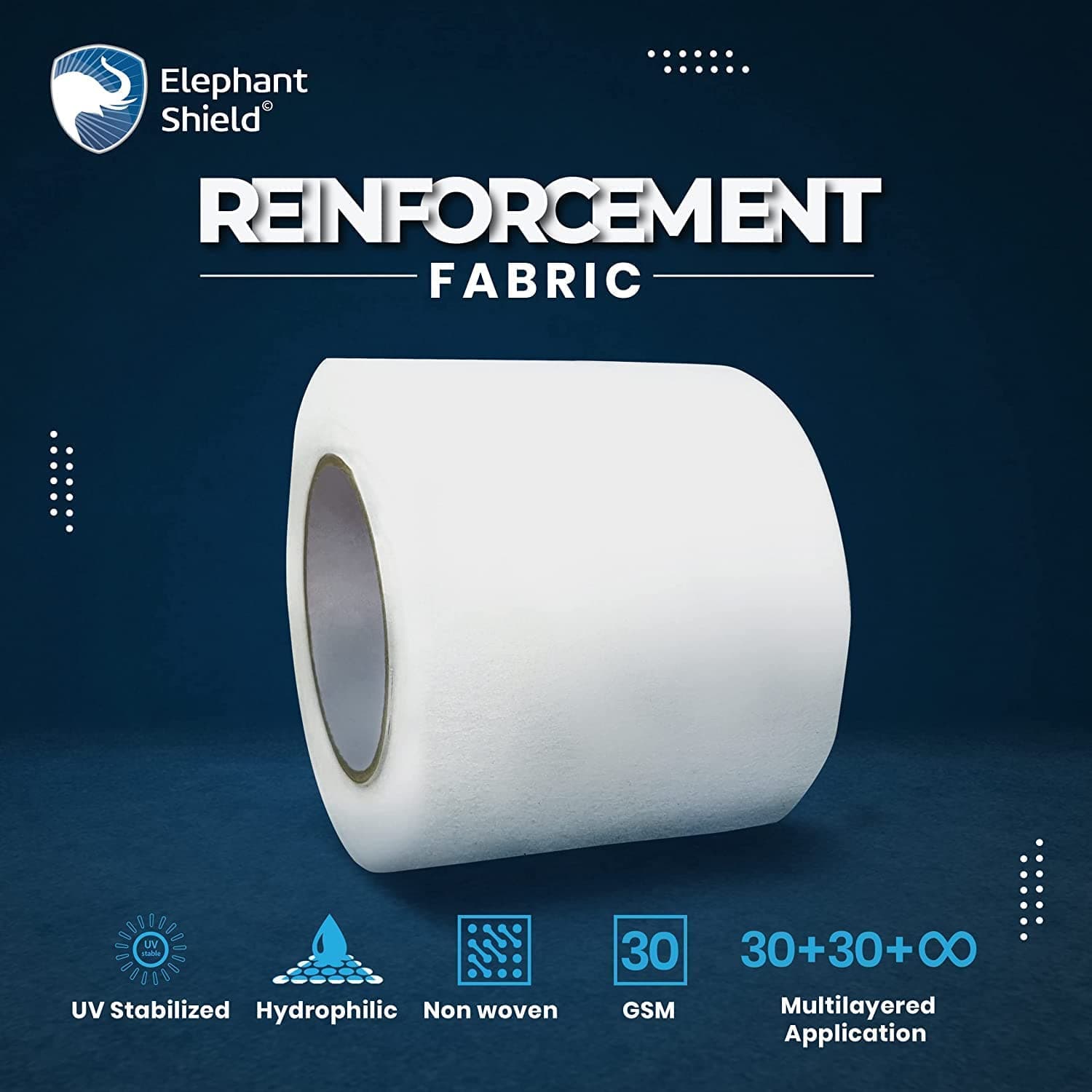 - Elephant Shield Multi Application Reinforcement Fabric, UV Stabilized & Hydrophilic For Waterproof to Roof/Crack Patch/Wall Repair/Fiber Wall Coating/Plastering Mesh- 4 inch X 50 Mtr Roll 30 GSM