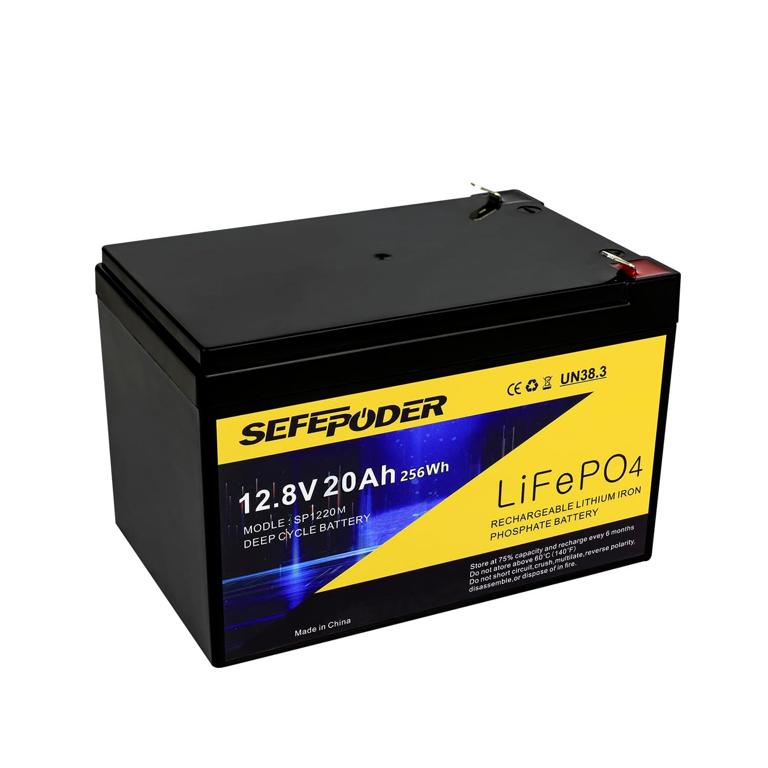 SEFEPODER 12V 20Ah Lithium LiFePO4 Deep Cycle Battery, 4000 Cycles Rechargeable Battery for Electric Scooter, Ride On Toy, Lighting, Power Wheel, Fish Finder and More with Built-in 40A BMS
