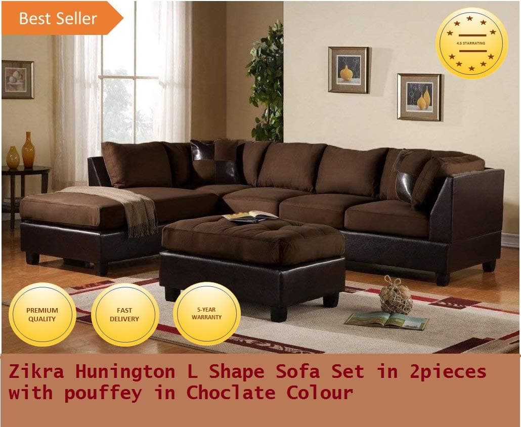 Zikra L Shape Five Seater Sofa (Chocolate)