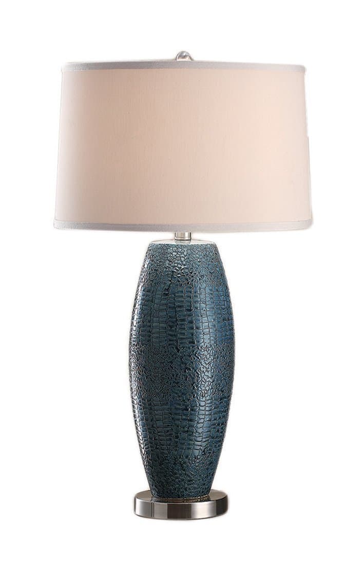 Ceramic Lamp in Turquoise Blue Pearlized Finish