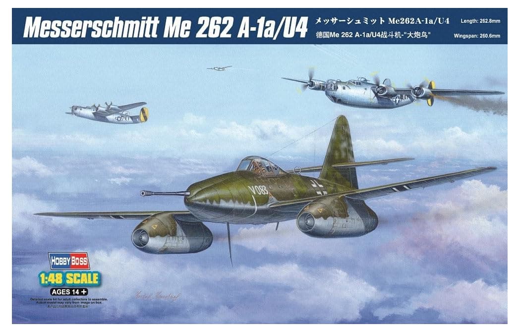 1:48 Scale Me 262 A-1a/U4 Assembly Kit, 22.1 x 26.3 x 7.3 centimetres