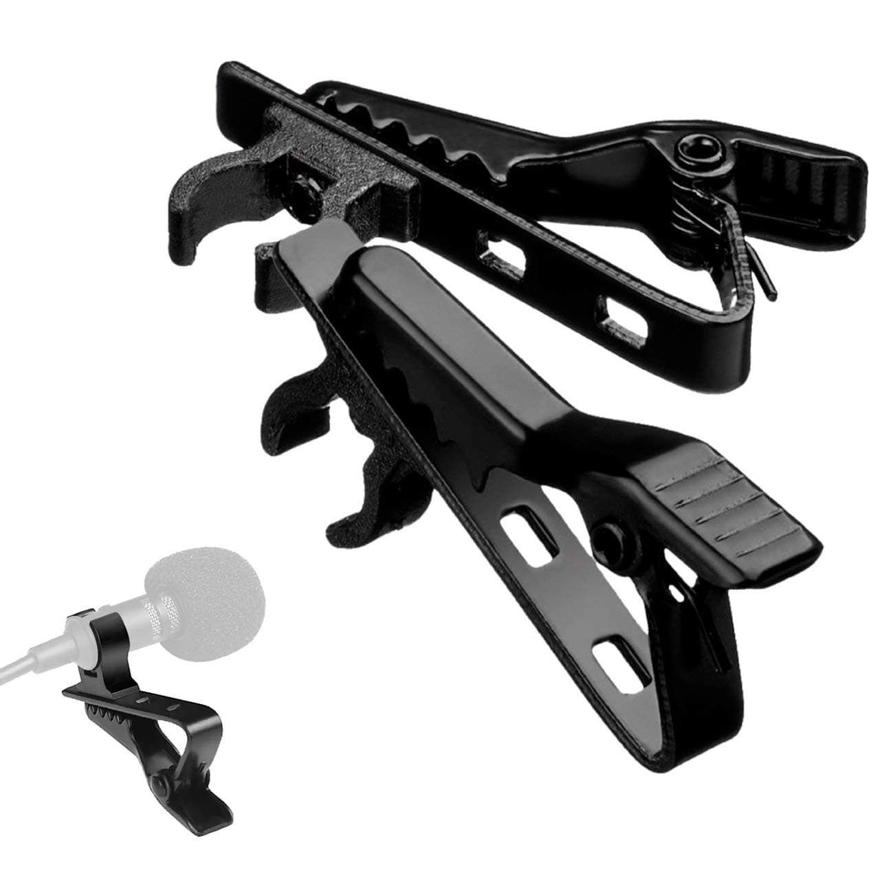 Lavalier Lapel Microphone Clip - Lapel Lavalier Mic Clips x2 Kit - Replacement Microphone Clip Metal - Lapel Lavalier Microphone Tie Clip Black - Microphone Lavalier Clip iPhone 5, 6, 6s, 7, 8, X