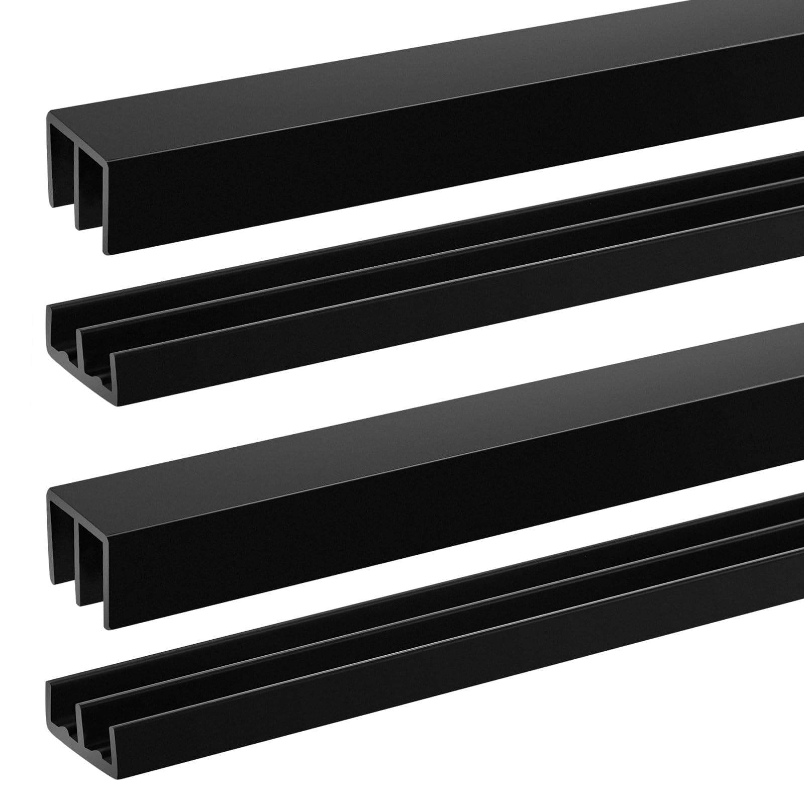 Landical 2 Pack 4 ft Long Black Plastic Sliding Door Track Set for 1/4” Sliding Doors
