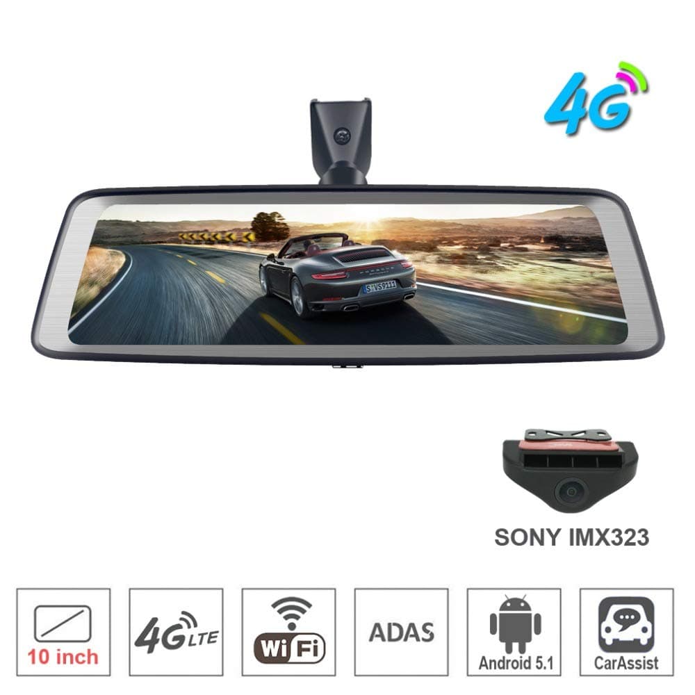 OYOY 4G Car DVR Camera 10" Full Touch IPS Special Android Mirror GPS Bluetooth WiFi ADAS Remote Monitor Dual Lens Dash Cam