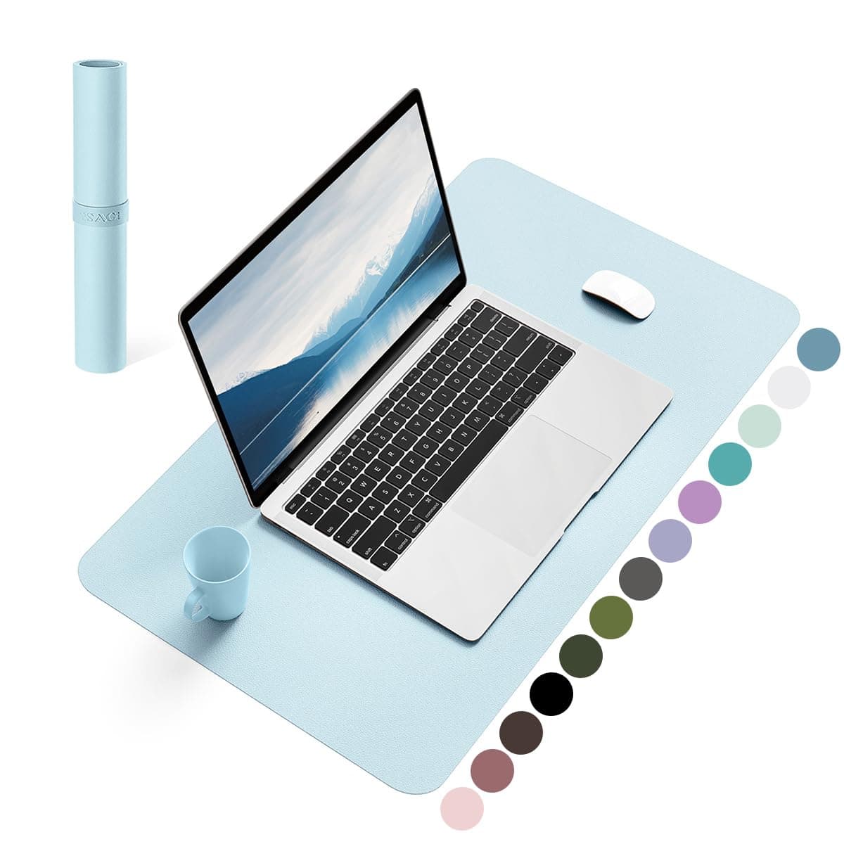 Writing Desk Pad for Table, YSAGi Anti-Slip Thin Mousepad for Computers,Office Desk Accessories Laptop Waterproof Dual-Sided Desk Protect for Office Decor and Home (Sky Blue, 23.6" x 13.7")
