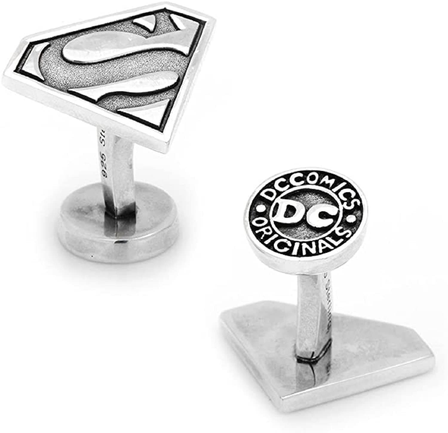 Sterling Silver Superman Cufflinks Officially Licensed DC Comics Shield for Man, Husband, Dad, Men